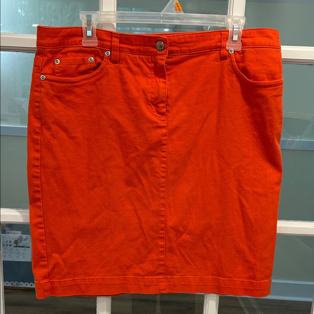Jones New York Vibrant Orange Denim Skirt